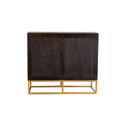 Zara 2-door Accent Cabinet Black Walnut and Gold 953447