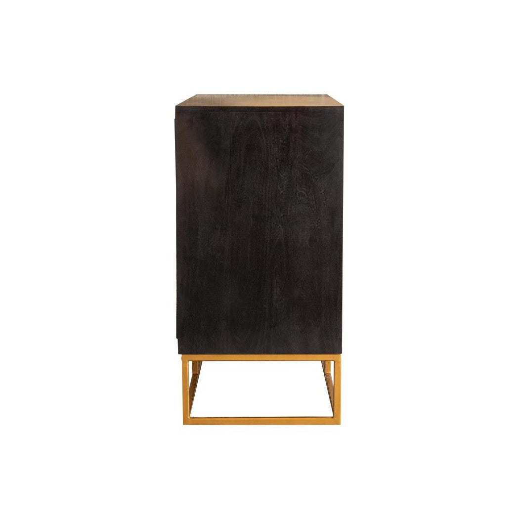 Zara 2-door Accent Cabinet Black Walnut and Gold 953447