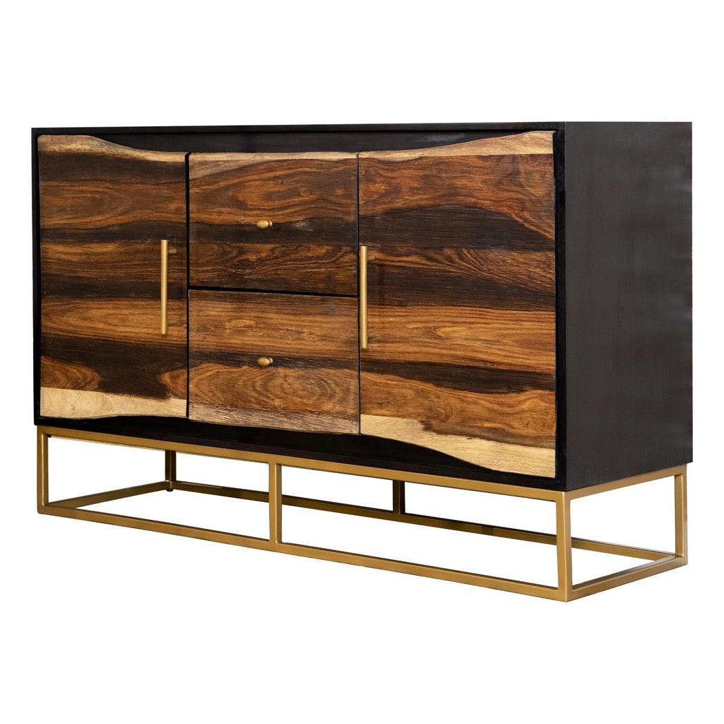 Zara 2-drawer Accent Cabinet Black Walnut and Gold 953466