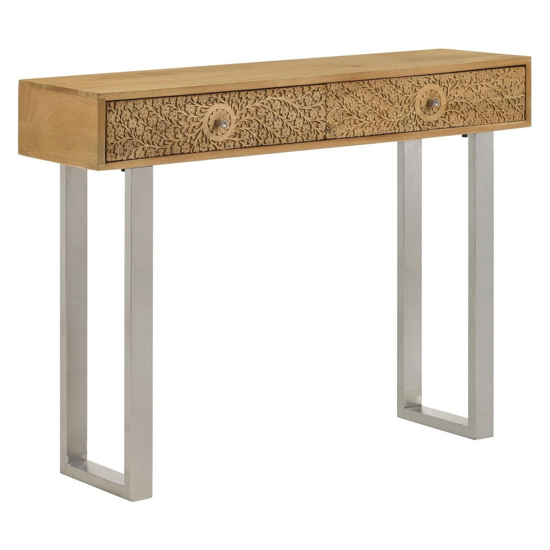 Draco Console Table with Hand Carved Drawers Natural 953512