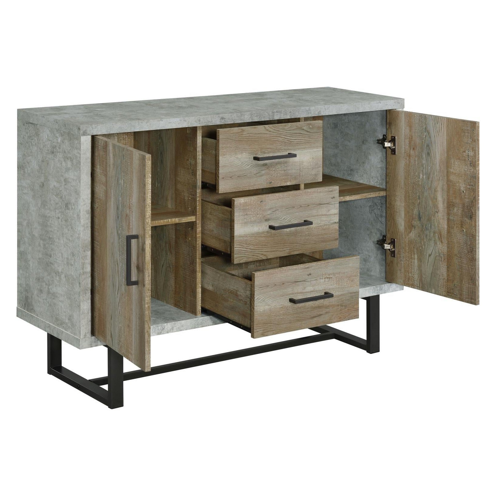 Abelardo 3-drawer Accent Cabinet Weathered Oak and Cement 953565