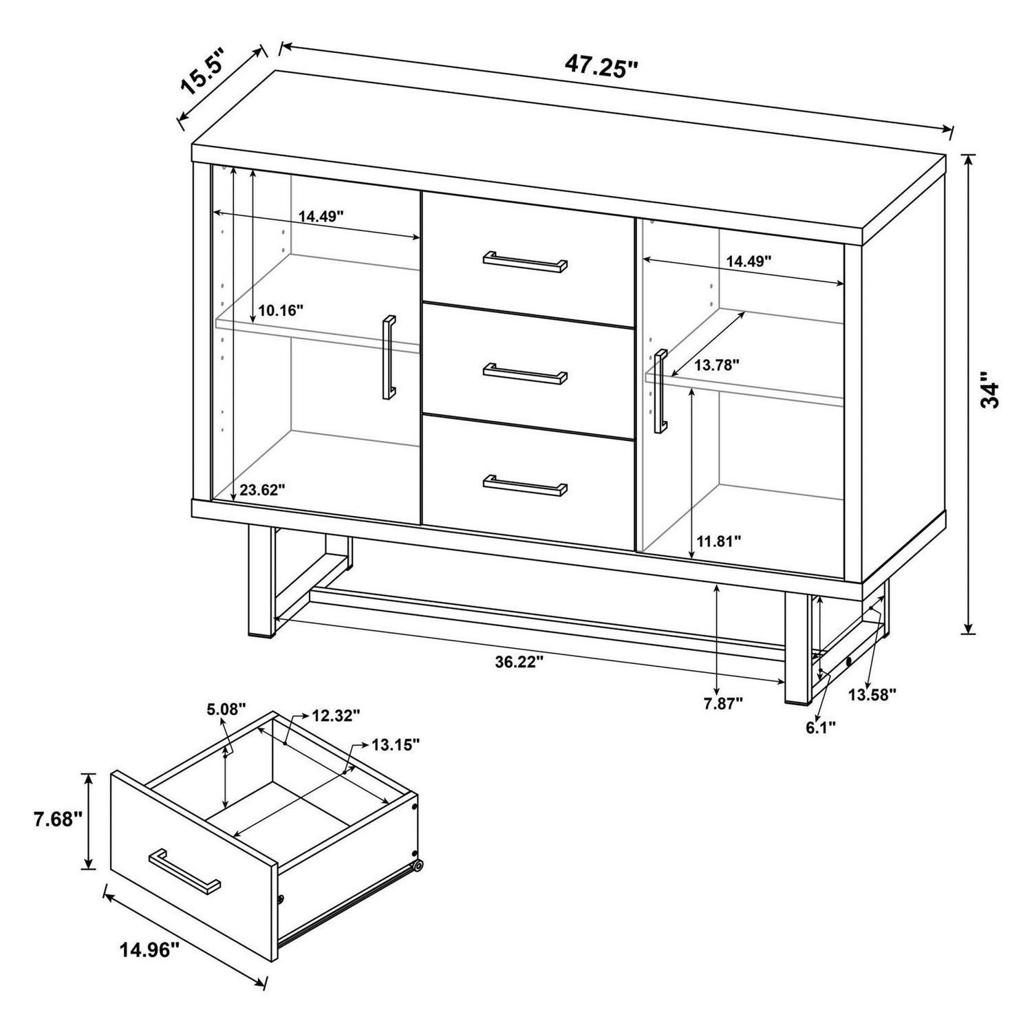 Abelardo 3-drawer Accent Cabinet Weathered Oak and Cement 953565