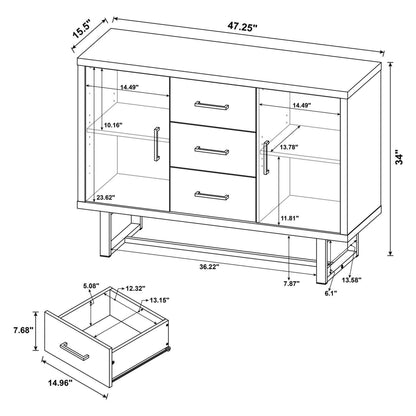 Abelardo 3-drawer Accent Cabinet Weathered Oak and Cement 953565