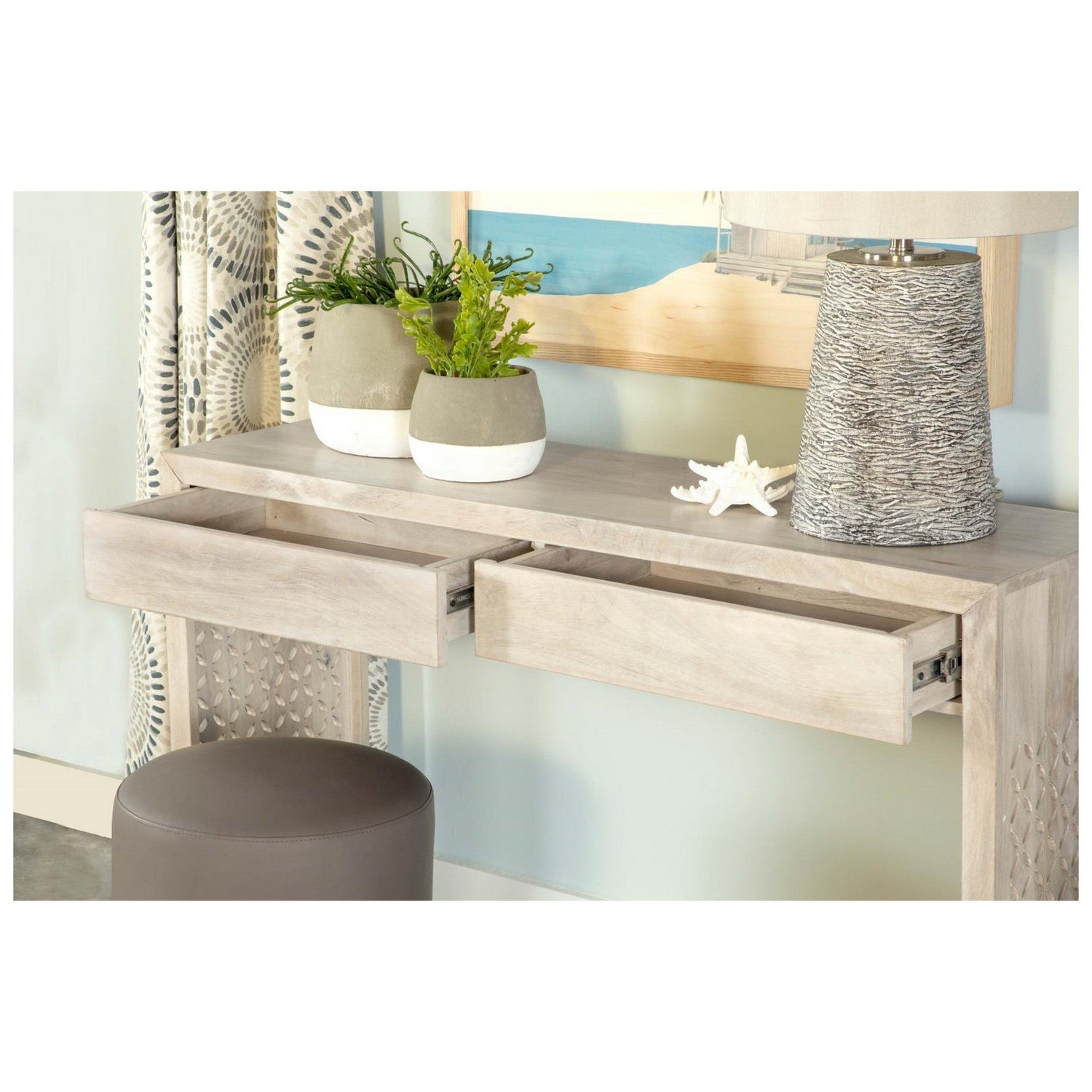 Rickman Rectangular 2-drawer Console Table White Washed 959543