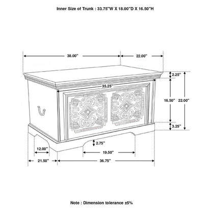 Nilay Rectangular Storage Trunk White Washed and Black 959554