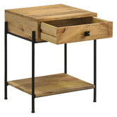 Declan 1-drawer Accent Table with Open Shelf Natural Mango and Black 959556