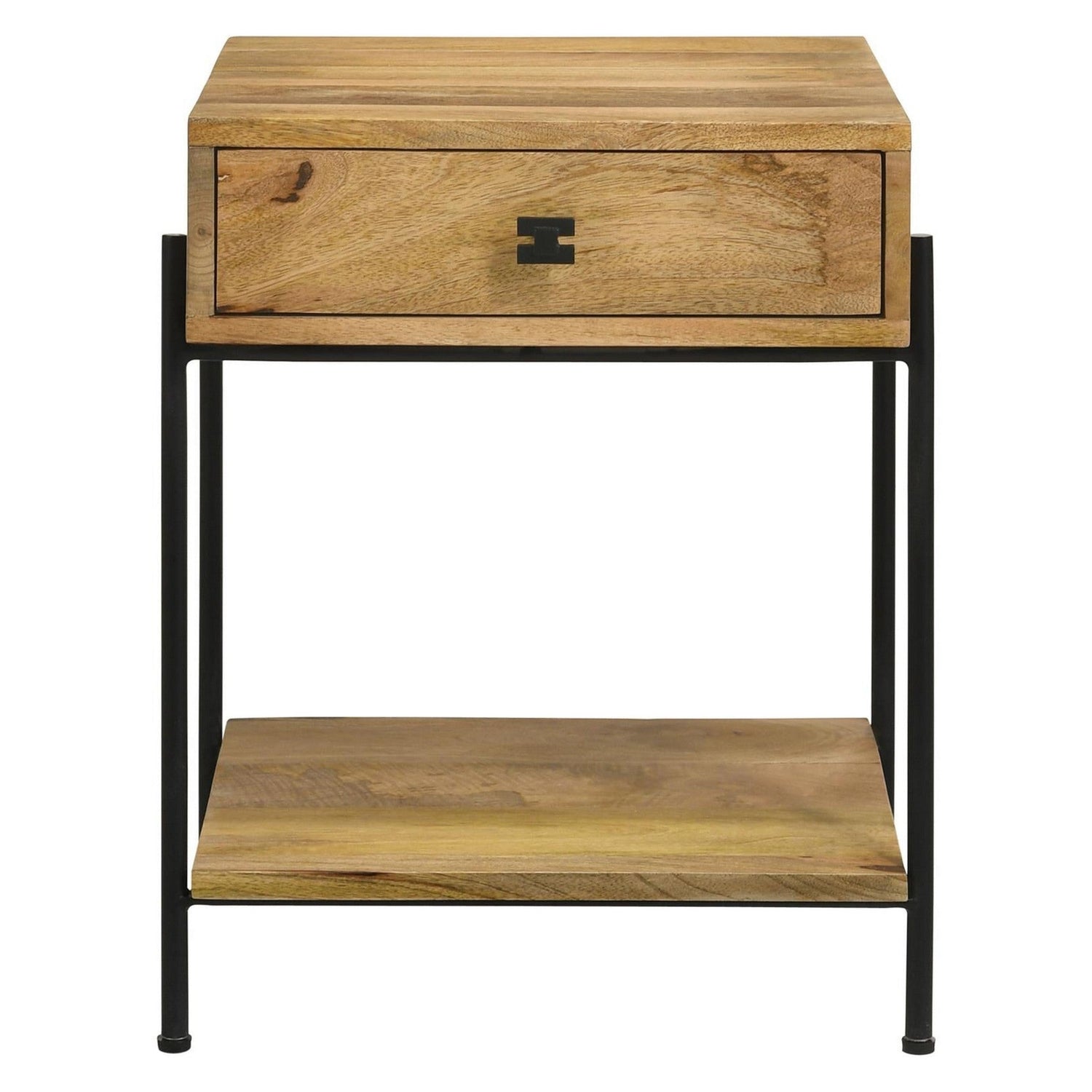 Declan 1-drawer Accent Table with Open Shelf Natural Mango and Black 959556