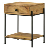 Declan 1-drawer Accent Table with Open Shelf Natural Mango and Black 959556