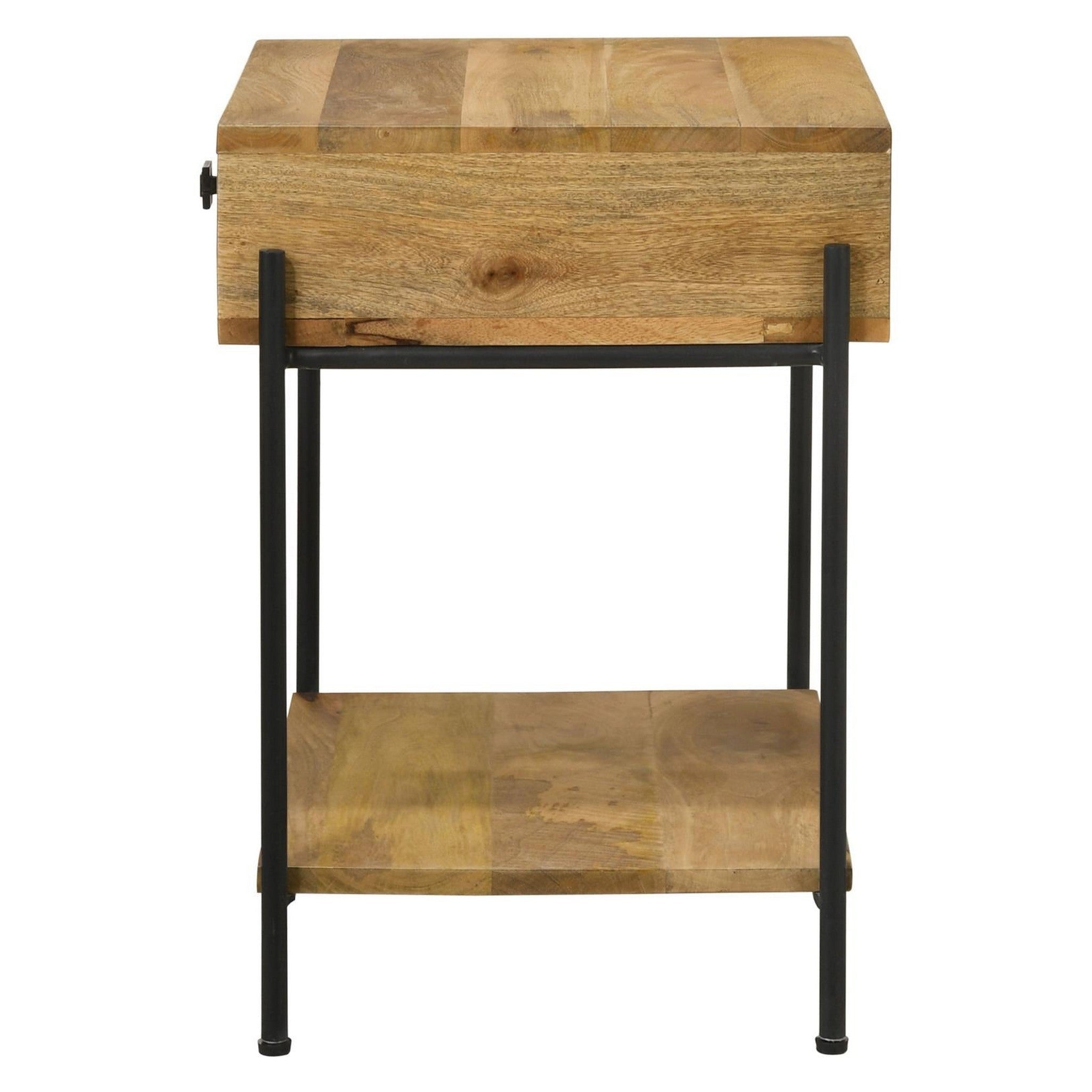 Declan 1-drawer Accent Table with Open Shelf Natural Mango and Black 959556