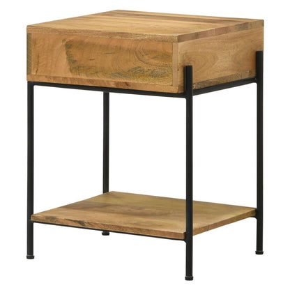 Declan 1-drawer Accent Table with Open Shelf Natural Mango and Black 959556