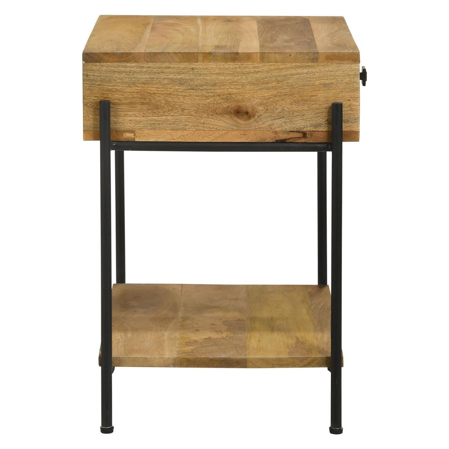 Declan 1-drawer Accent Table with Open Shelf Natural Mango and Black 959556