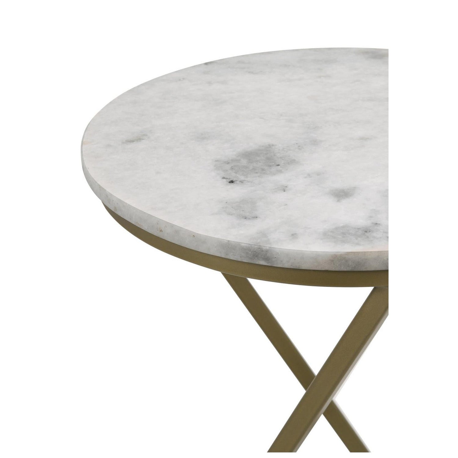 Malthe Round Accent Table with Marble Top White and Antique Gold 959562