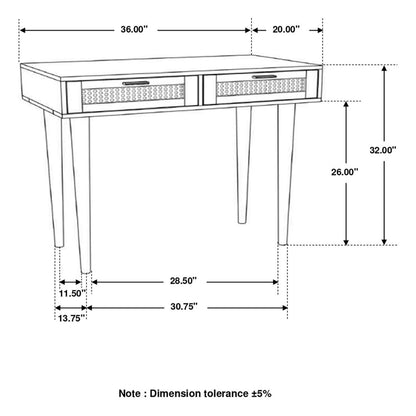 Zamora Rectangular 2-drawer Accent Writing Desk Natural 959575