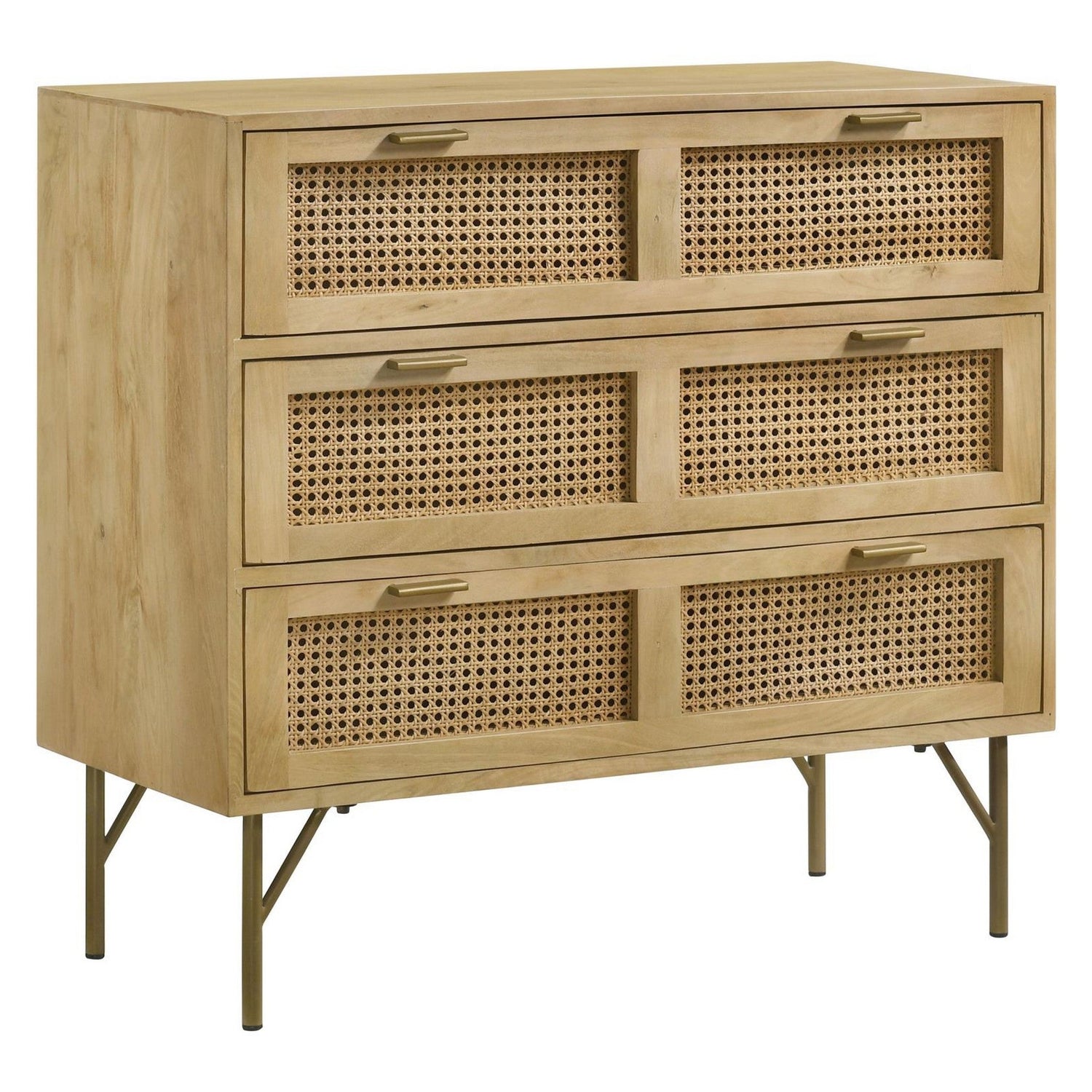 Zamora 3-drawer Accent Cabinet Natural and Antique Brass 959579