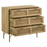 Zamora 3-drawer Accent Cabinet Natural and Antique Brass 959579