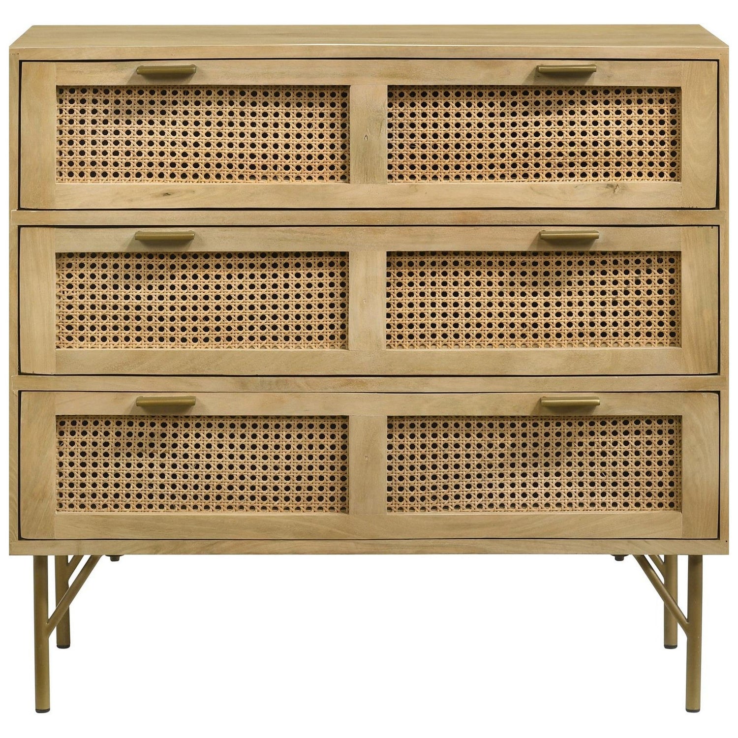 Zamora 3-drawer Accent Cabinet Natural and Antique Brass 959579