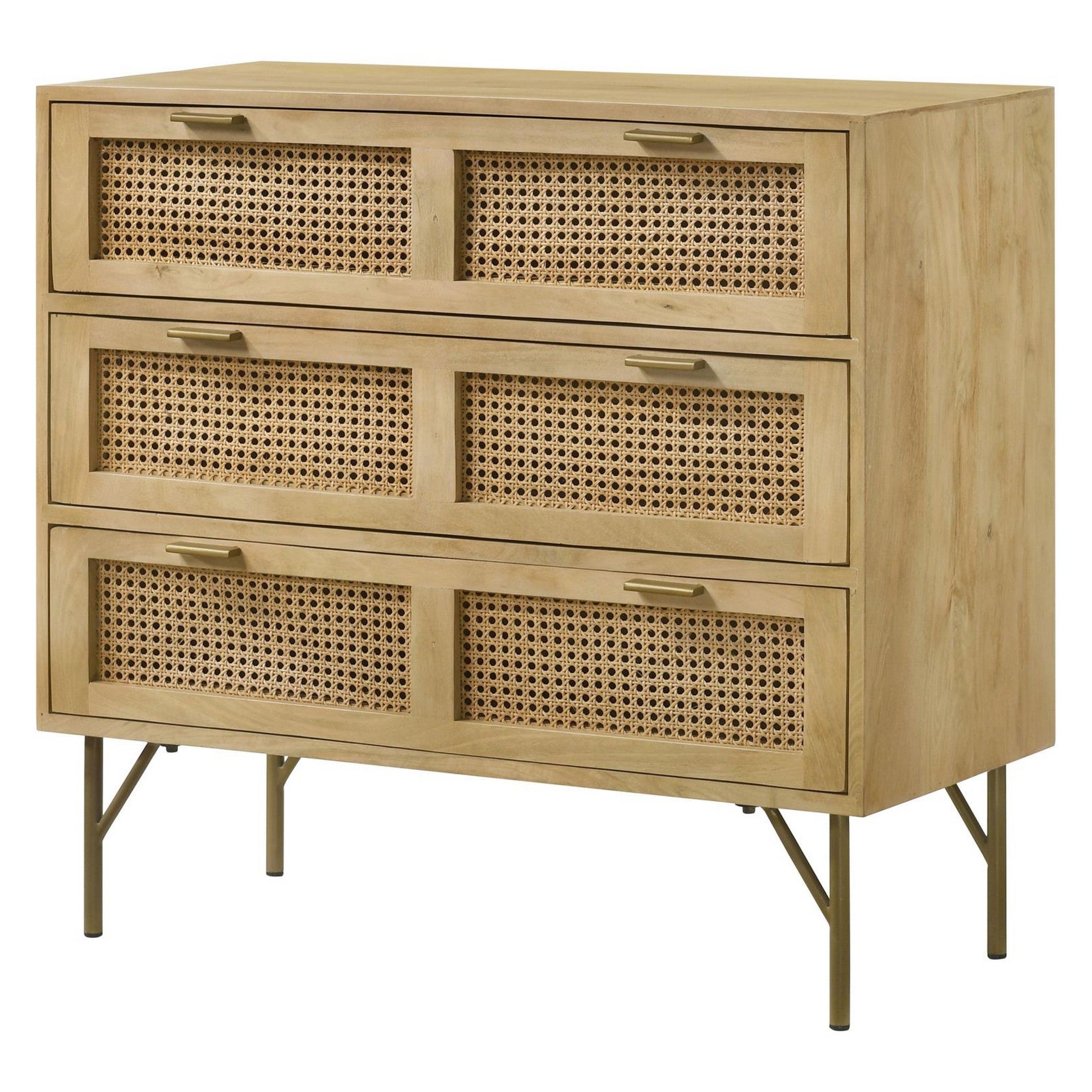 Zamora 3-drawer Accent Cabinet Natural and Antique Brass 959579