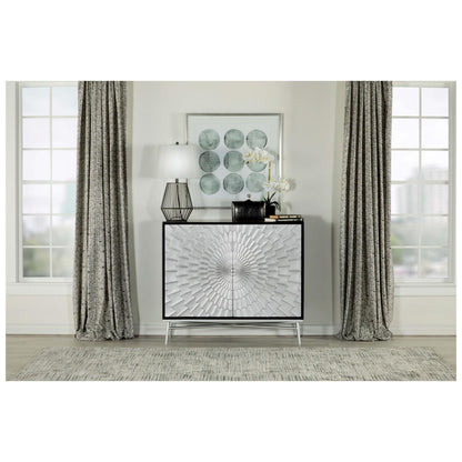 Josie Rectangular 2-door Accent Cabinet Black and Silver 959584