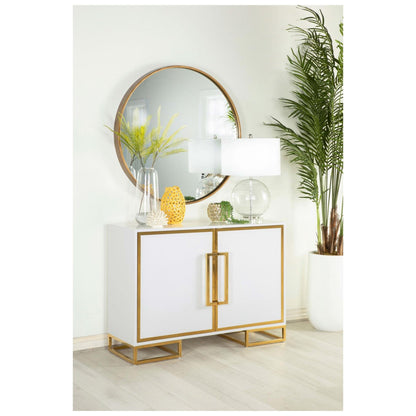 Elsa 2-door Accent Cabinet with Adjustable Shelves White and Gold 959594