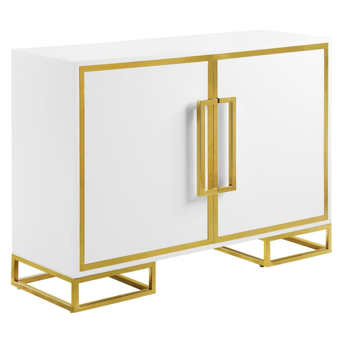 Elsa 2-door Accent Cabinet with Adjustable Shelves White and Gold 959594