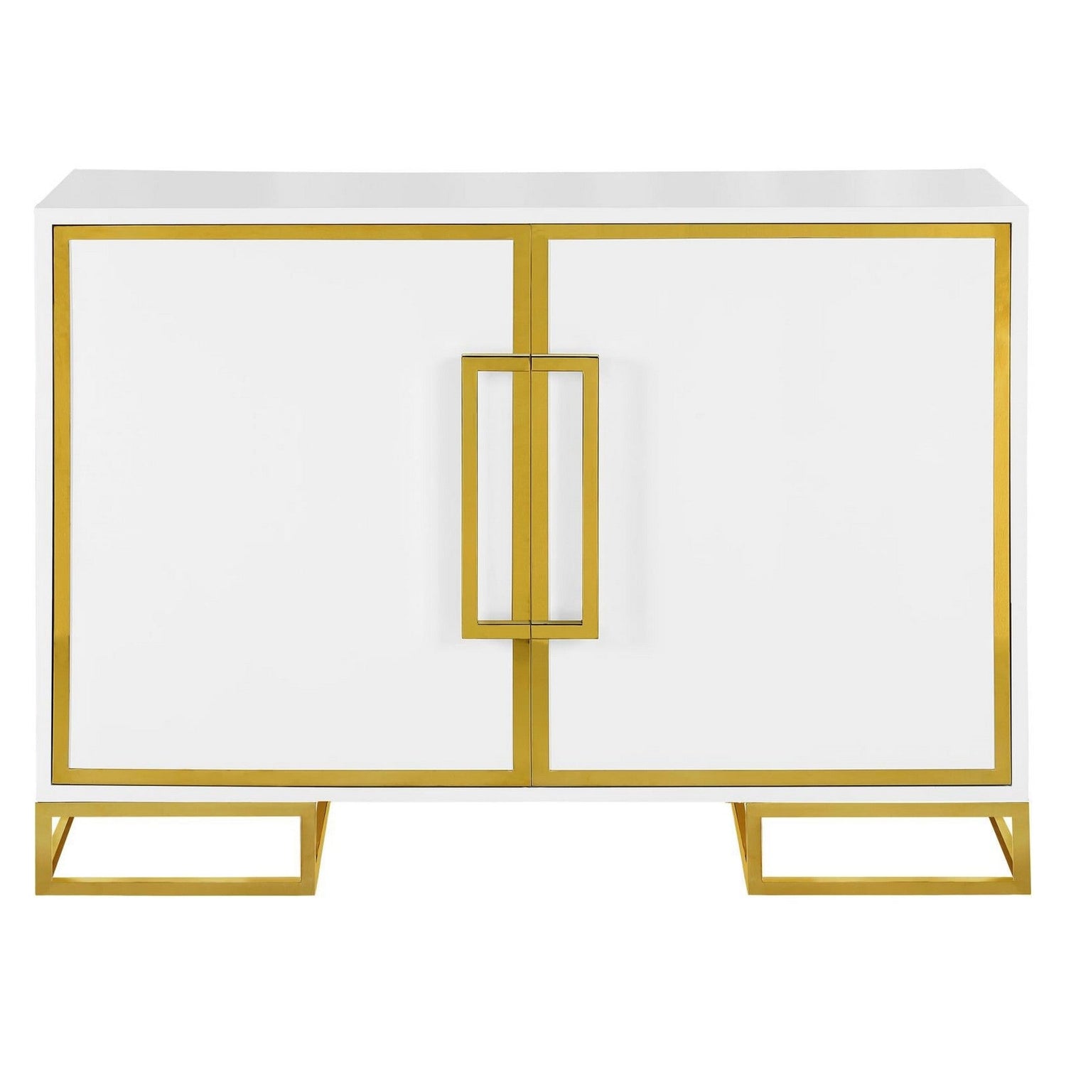 Elsa 2-door Accent Cabinet with Adjustable Shelves White and Gold 959594