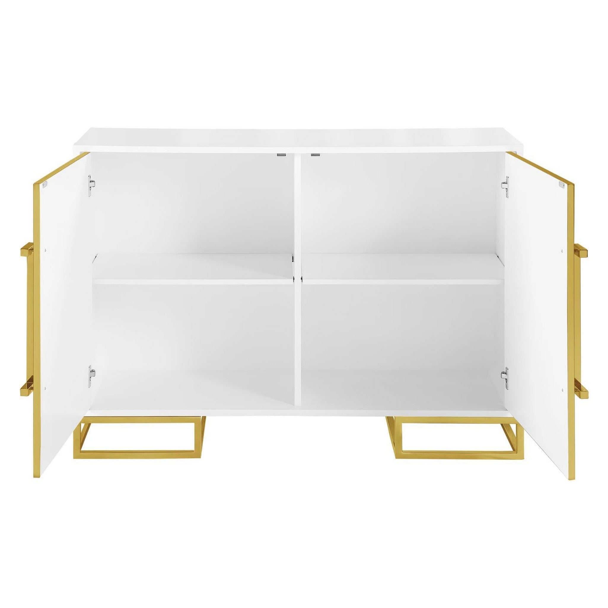 Elsa 2-door Accent Cabinet with Adjustable Shelves White and Gold 959594