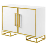 Elsa 2-door Accent Cabinet with Adjustable Shelves White and Gold 959594