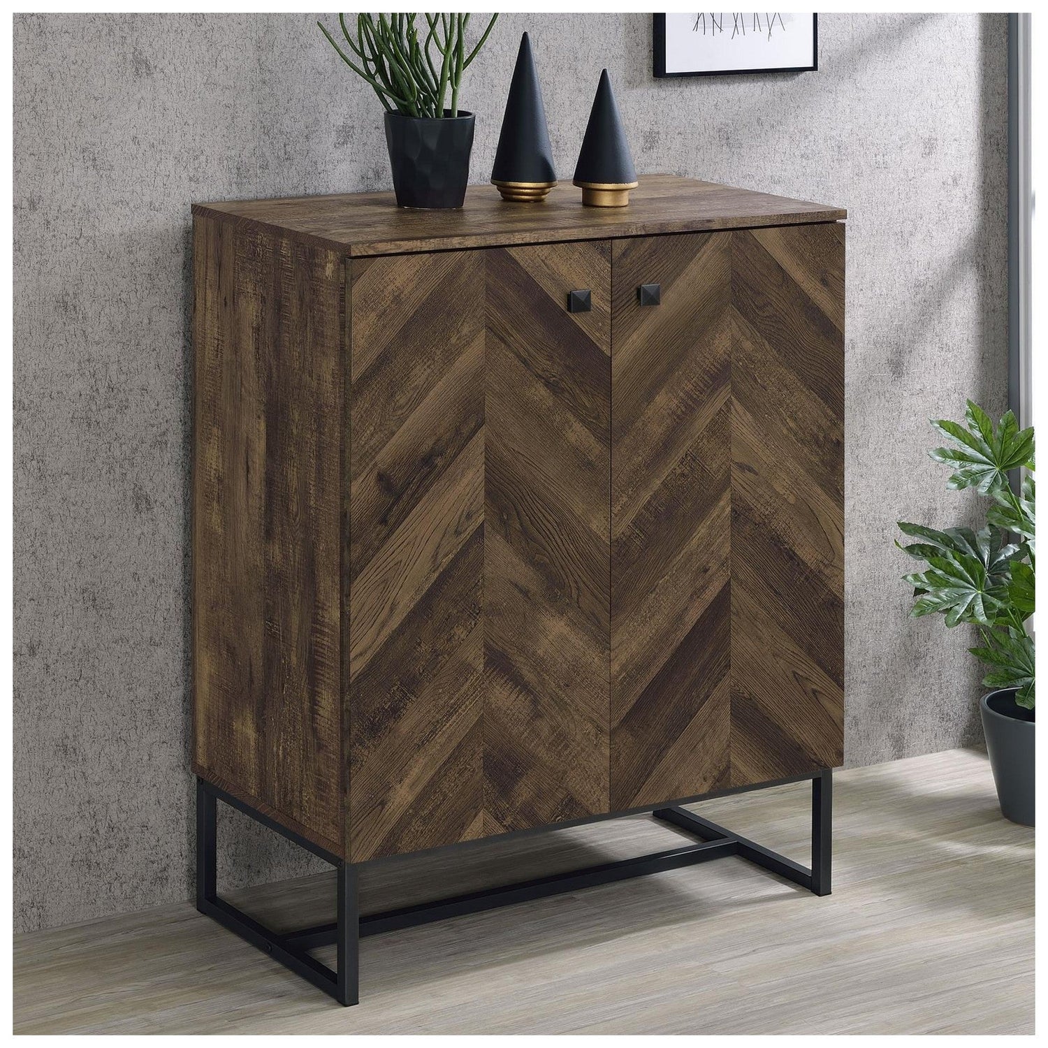 Carolyn 2-door Accent Cabinet Rustic Oak and Gunmetal 959639