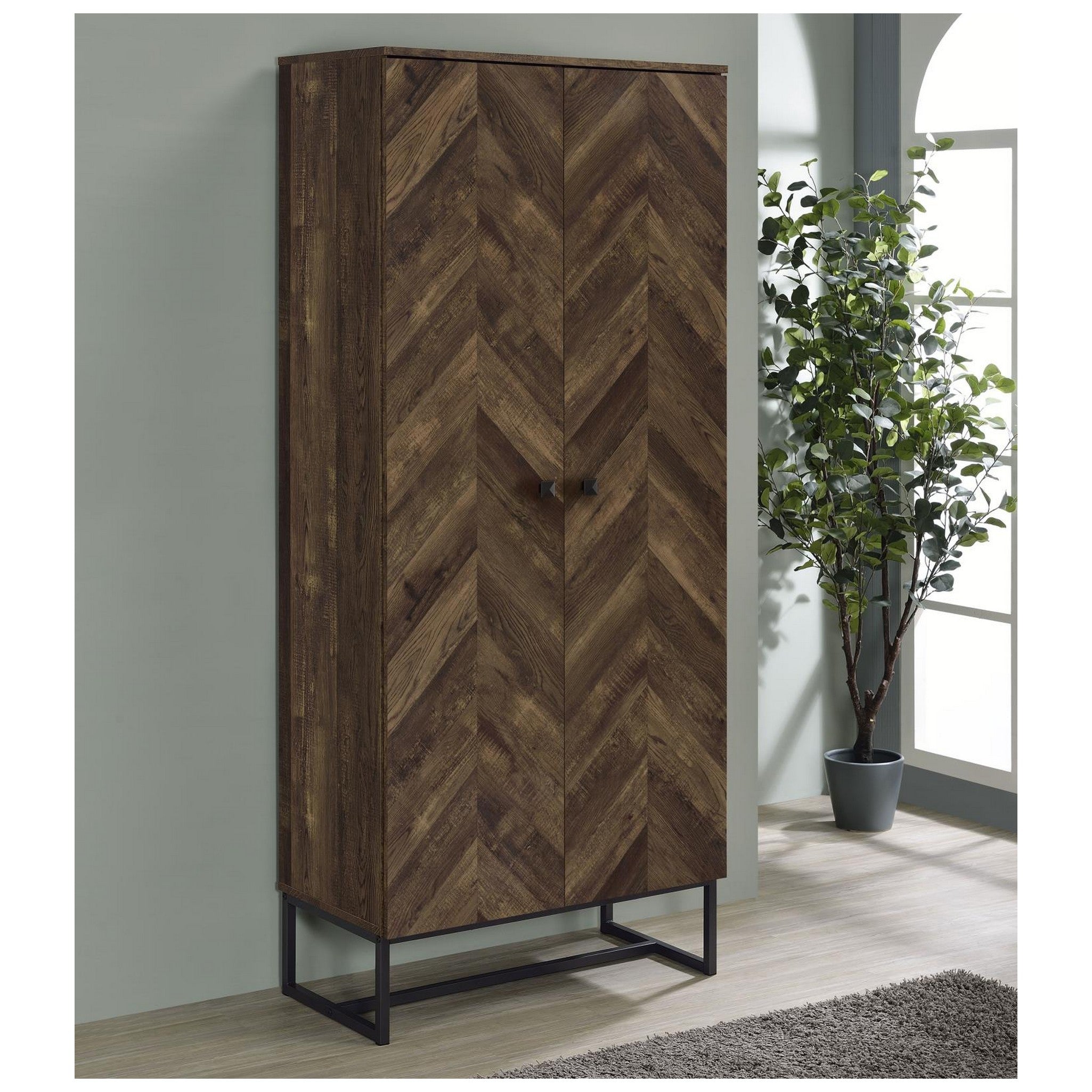 Carolyn 2-door Accent Cabinet Rustic Oak and Gunmetal 959640