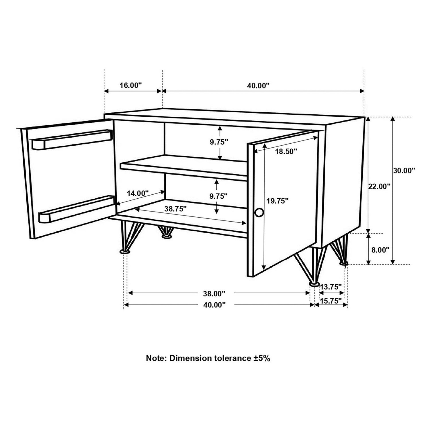 Eileen Rectangular 2-door Accent Cabinet Natural 959651