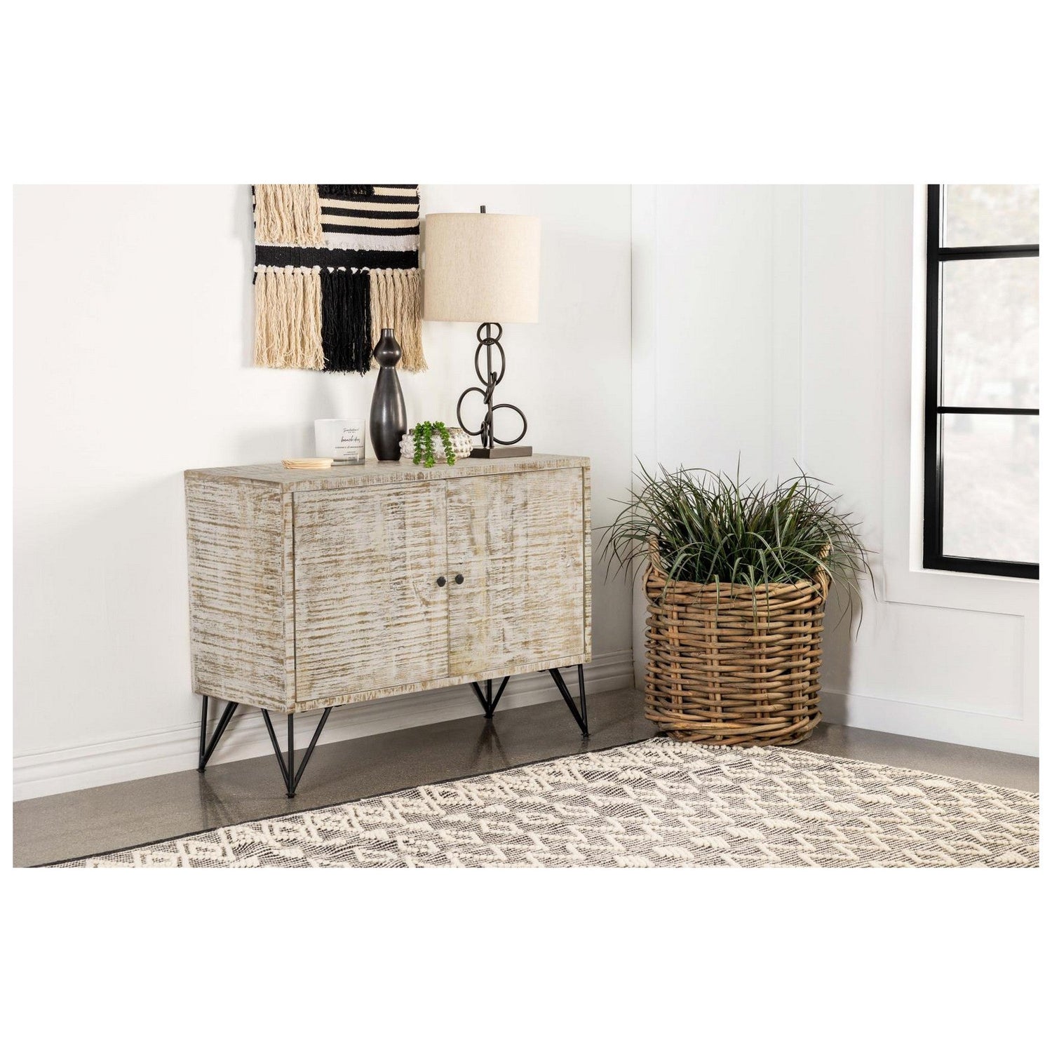 Maille 2-door Accent Cabinet White Washed 959652