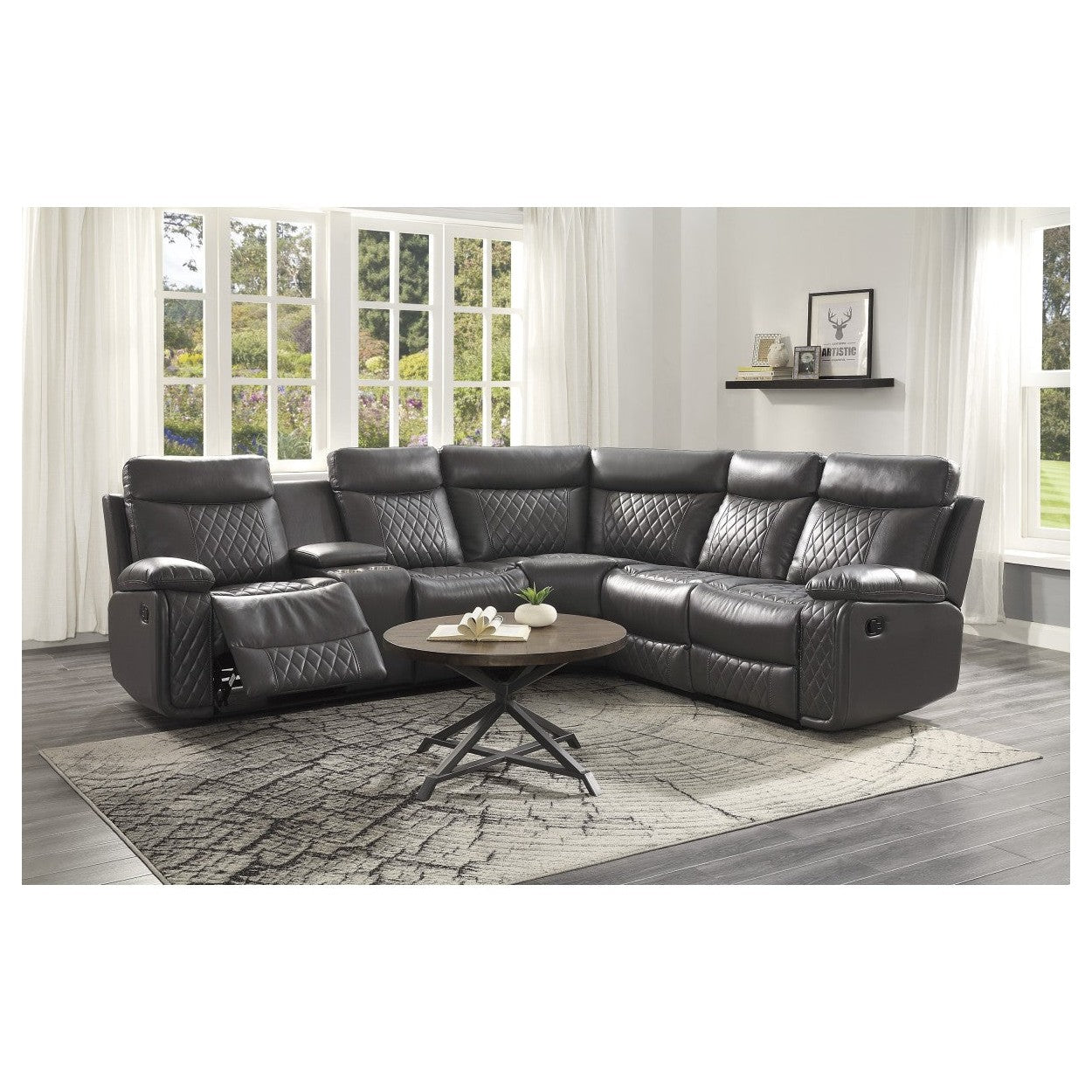 (3)3-Piece Reclining Sectional 9599GRY*SC