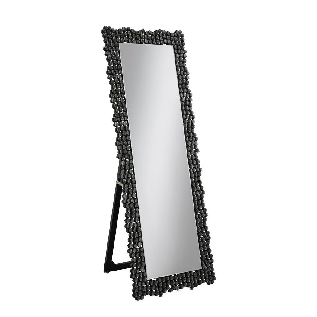 McKay Textural Frame Cheval Floor Mirror Silver and Smoky Grey 961422