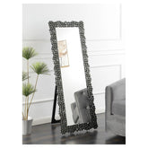 McKay Textural Frame Cheval Floor Mirror Silver and Smoky Grey 961422