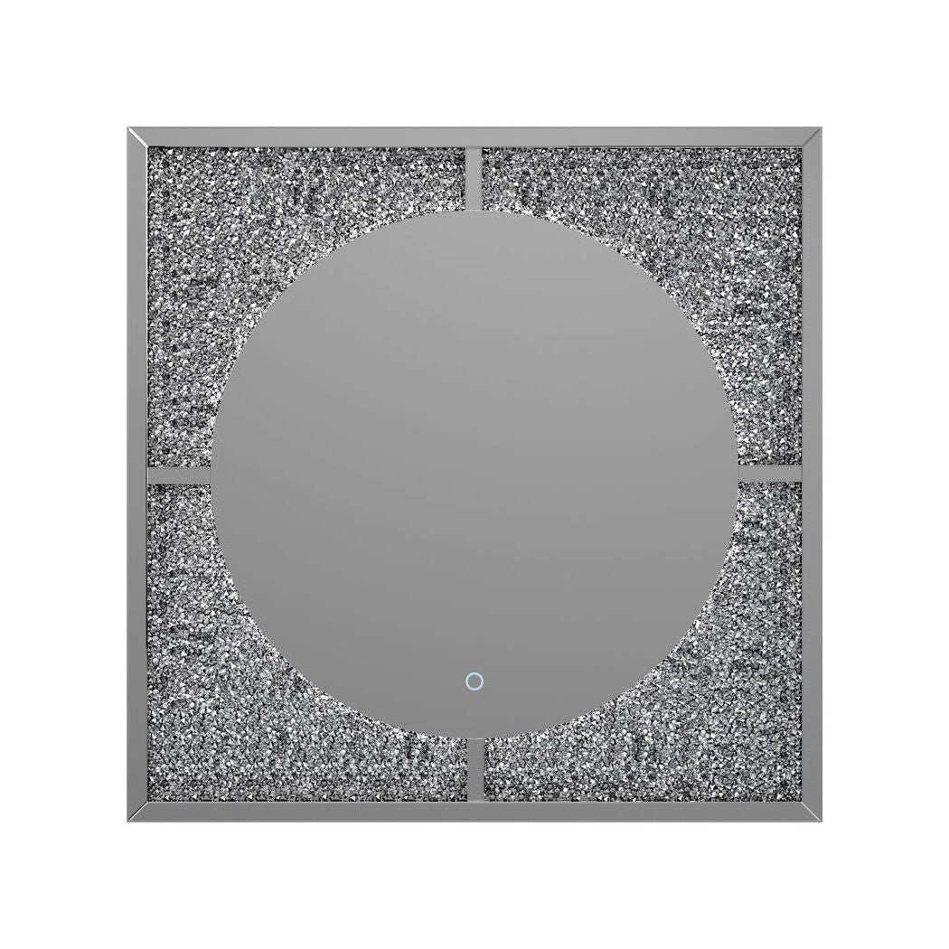 Theresa LED Wall Mirror Silver and Black 961554