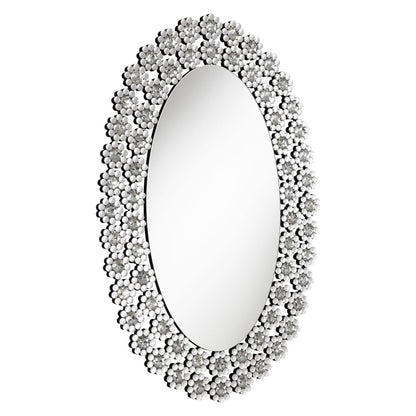 Colleen Oval Wall Mirror with Faux Crystal Blossoms 961615