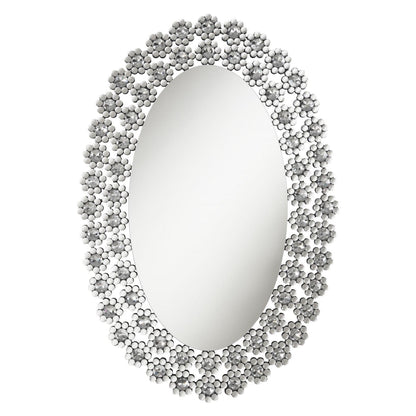 Colleen Oval Wall Mirror with Faux Crystal Blossoms 961615