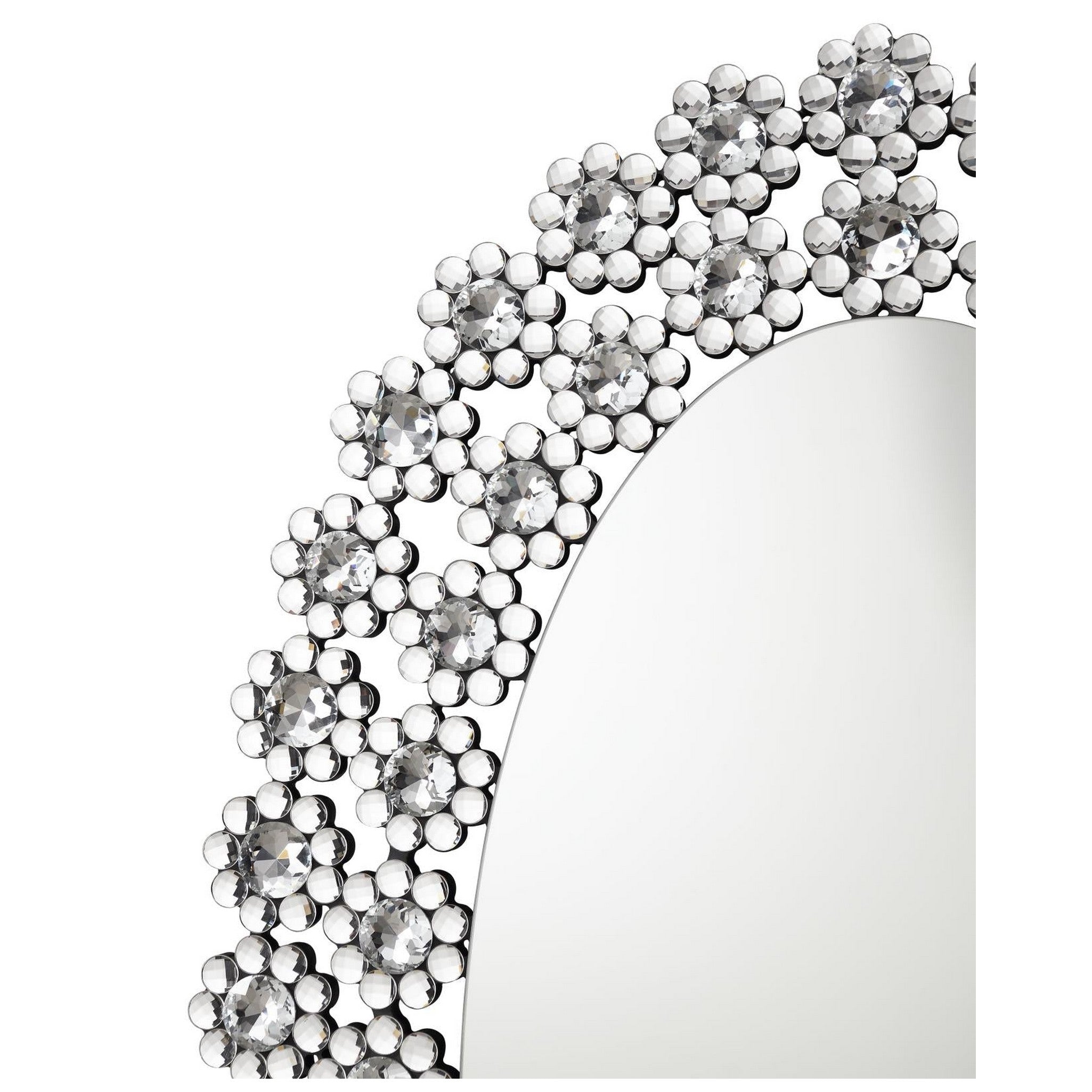 Colleen Oval Wall Mirror with Faux Crystal Blossoms 961615