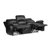 DOUBLE RECLINING SOFA, BLACK BONDED LEATHER MATCH 9700BLK-3