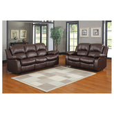 DOUBLE RECLINING SOFA, BROWN BONDED LEATHER MATCH 9700BRW-3