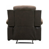 RECLINER CHAIR, CHOCOLATE TEXTURED PLUSH MICROFIBER AND DARK BROWN PU 9700FCP-1