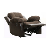 RECLINER CHAIR, CHOCOLATE TEXTURED PLUSH MICROFIBER AND DARK BROWN PU 9700FCP-1