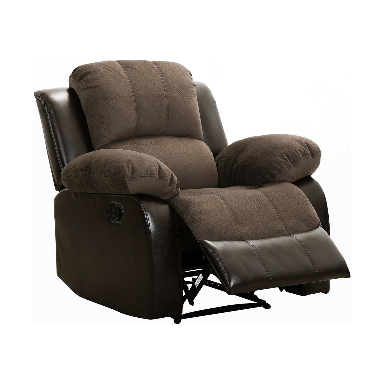 RECLINER CHAIR, CHOCOLATE TEXTURED PLUSH MICROFIBER AND DARK BROWN PU 9700FCP-1