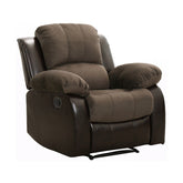 RECLINER CHAIR, CHOCOLATE TEXTURED PLUSH MICROFIBER AND DARK BROWN PU 9700FCP-1