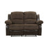 DOUBLE RECLINING LOVE SEAT, CHOCOLATE TEXTURED PLUSH MICROFIBER AND DARK BROWN PU 9700FCP-2