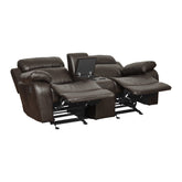 DOUBLE GLIDER RECLINING LOVE SEAT W/ CNTR CONSOLE 9724BRW-2