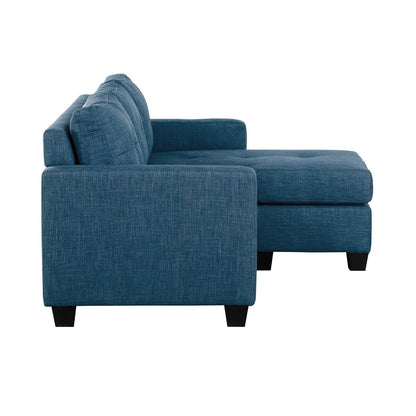 REVERSIBLE SOFA CHAISE, BLUE LINEN-LIKE FABRIC 9789BU-3LC