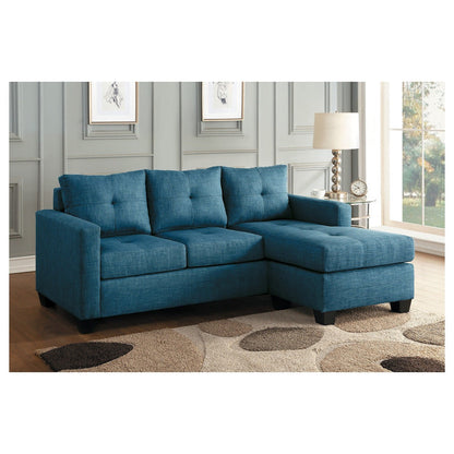 REVERSIBLE SOFA CHAISE, BLUE LINEN-LIKE FABRIC 9789BU-3LC