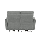 POWER D. LAY FLAT RECLINING LOVE SEAT W/ POWER HEADRESTS, DOVE 100% POLYESTER 9804DV-2PWH