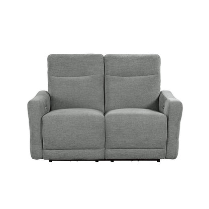 POWER D. LAY FLAT RECLINING LOVE SEAT W/ POWER HEADRESTS, DOVE 100% POLYESTER 9804DV-2PWH